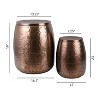 happimess Merida Modern Rustic Hammered Metal Drum Storage Side Table with Lid - 3 of 4