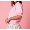 Women's Puff Sleeves Valentines Sweater - Peach Love - 2 of 4