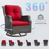 Bestier Patio Wicker Glider Swivel Chairs with Padded Cushion, Outdoor PE Rattan Rocking Chair with Ergonomic High Back for Garden, Porch, Backyard - 2 of 4