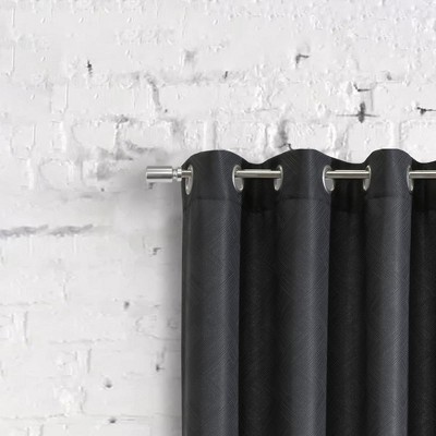 Charcoal Geometric Jacquard Light-Filtering Polyester Grommet Curtain Panel 52" x 84"