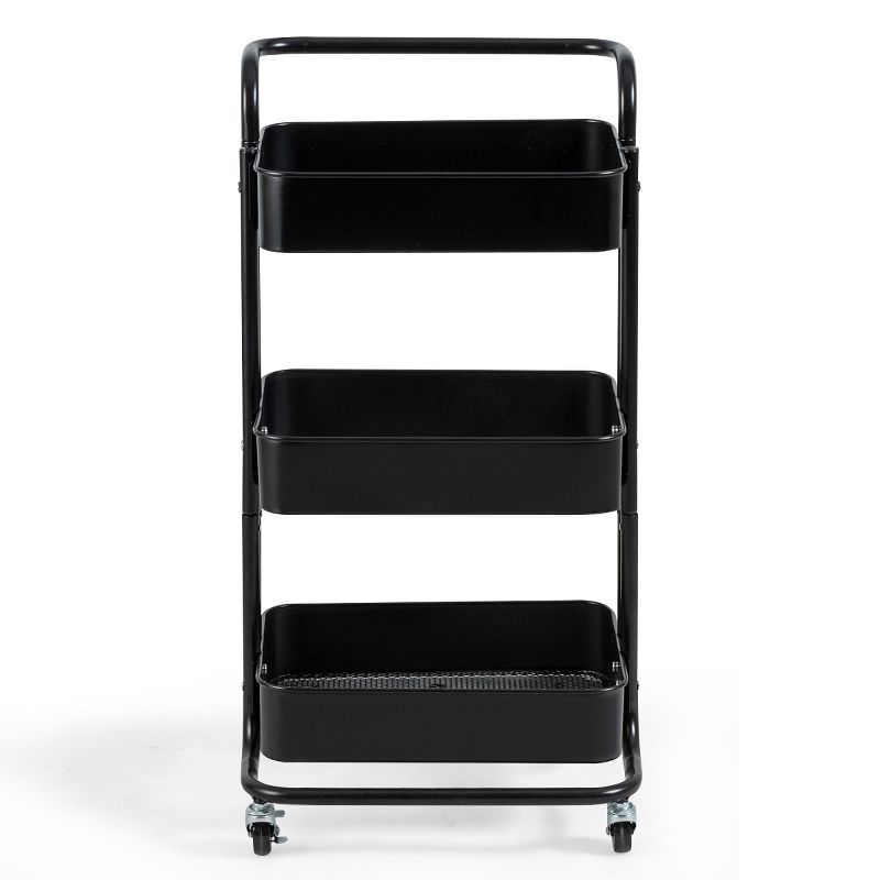 Tangkula 3-Tier Metal Rolling Utility Storage Cart Service Trolley Cart with Lockable Wheels, 1 of 10