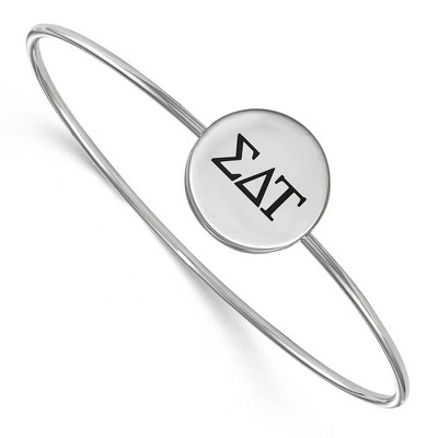 Black Bow Jewelry Sterling Silver Sigma Delta Tau Greek Life Bangle Bracelet 7 Inch