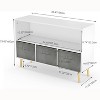 Toy Storage Organizer Bookshelf with Storage with 3 Collapsible Fabric Drawers and Pine Legs - 3 of 4
