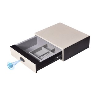 UNISOAR Biometric Fingerprint safe, Slide-Away Leather Wrapped Jewelry Storage Safe, Drawer Safe for Home and Vehicle - 1 of 4
