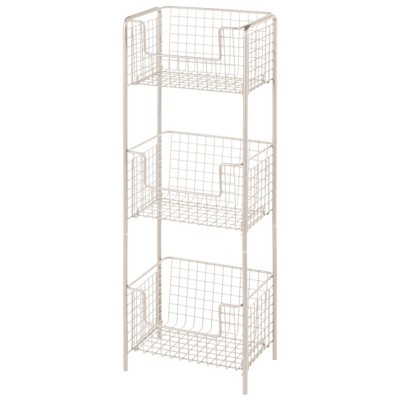 mDesign Free-Standing Kitchen Pantry Food Shelving with 3 Baskets Bronze 