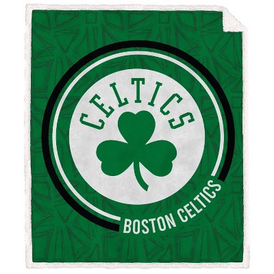 Nba Boston Celtics Doodle Circle Flannel Fleece Faux Shearling Blanket ...