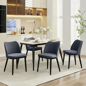 Upholstered Dining Chairs Set, Fabric Side Chairs with Padded Seat and Wooden Legs, Modern Chairs for Dining Room, Kitchen, Living Room - 1 of 4