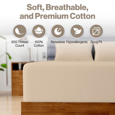 Gray Solid Cotton Queen Fitted Sheet