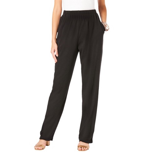 Roaman's Women's Plus Size Wide-leg Soft Knit Pant - S, Black : Target