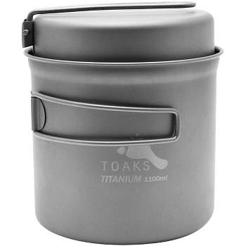 TOAKS Titanium Outdoor Camping Cook Pot with Pan and Foldable Handles