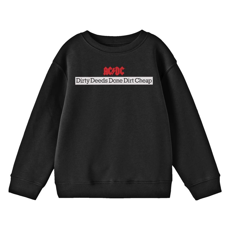 ACDC "Dirty Deeds Done Dirt Cheap" Youth Black Crew Neck Sweatshirt, 1 of 3