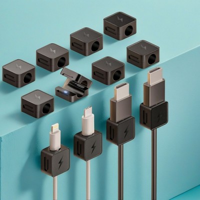 SEVOBAL Cable Management 12-Pack Universal Cable Organizer Clips, 360 Degree Rotating Cord Organizers for Desk, Wall, Car, Black, 0.78"*0.78"*0.44"