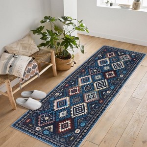 Acekool Washable Modern Area Rug, 5'x7' Green Geometric Non-Slip Easy-Clean Accent for Bedroom, Kitchen, Living Room, Dining or Nursery - 1 of 4
