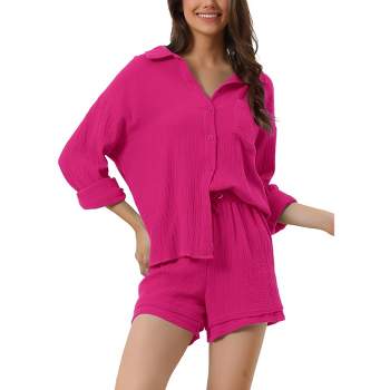 Allegra K Women's Lace Cami Shorts V Neck Camisole Satin Pajamas Set Blue  Large