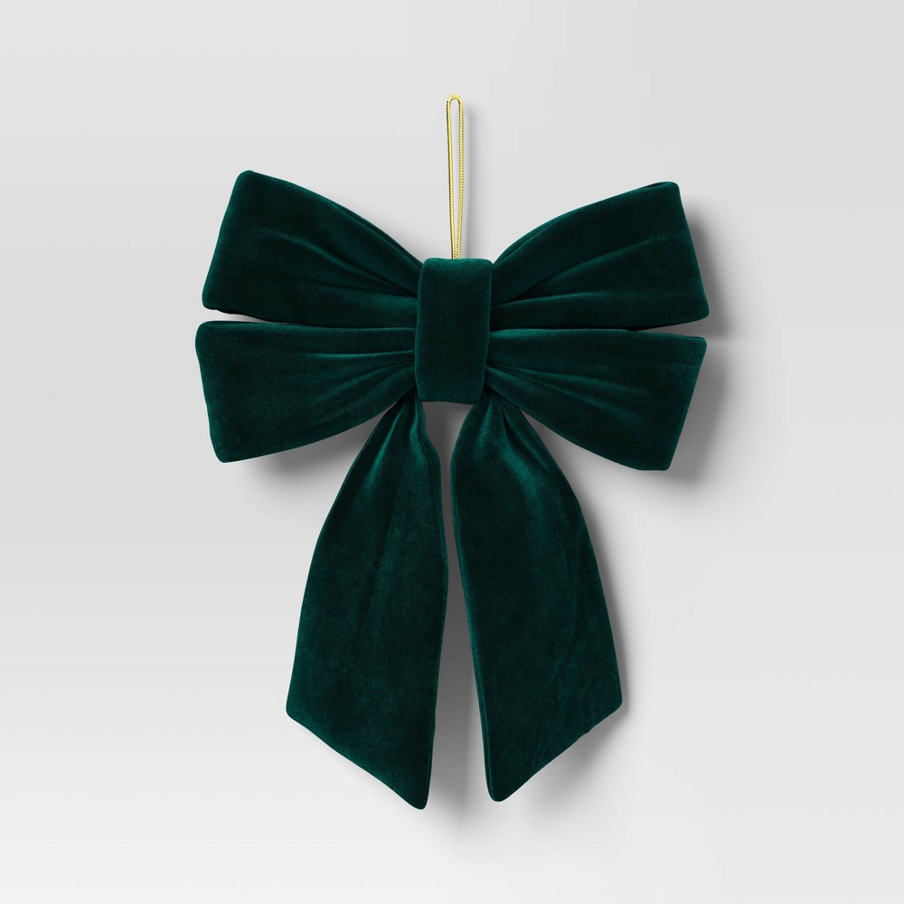 Christmas Small Velvet Bow Dark Green - Wondershop™