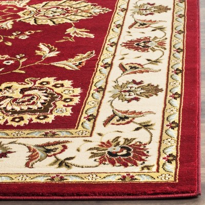 Red and Ivory Rectangular Tufted Synthetic Runner Rug