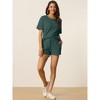 cheibear Women's Casual Pullover Short Sleeve Sleepshirt with Shorts Waffle Pajama Sets - 3 of 4