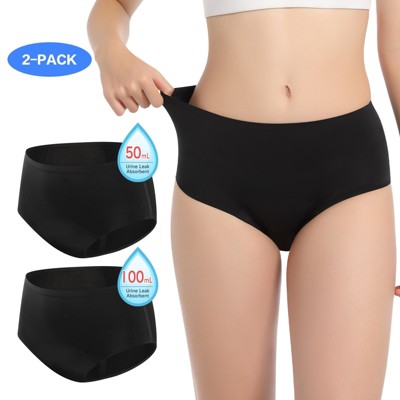 CARER 2pk Women’s Comfort Period Underwear, Mild Absorbency Period Briefs Day 50ml and Night 100ml