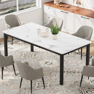 ODK Large Rectangle Kitchen Table with Metal Legs, Round Corners, Wooden Conference Tables Writing Desk for Dining Room, Living Room - 1 of 4