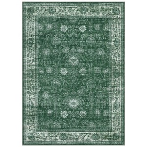 Coolmee Washable Area Rug Living Room Floral Non Slip Large Rug Vintage Traditional Stain Resistant Distressed Carpet Bedroom Dining RoomGreen - 1 of 4