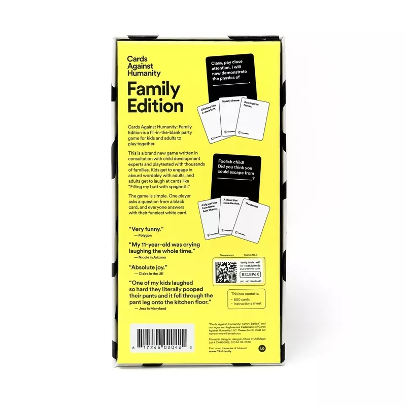 Buy Cards Against Humanity Family Edition Card Game Online In Singapore 79396243