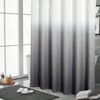 Grey Ombre Shower Curtain, Farmhouse Waves Fabric, 3D Geometric Embossed, Waterproof Wrinkle Resistant, 72x72 - 2 of 4