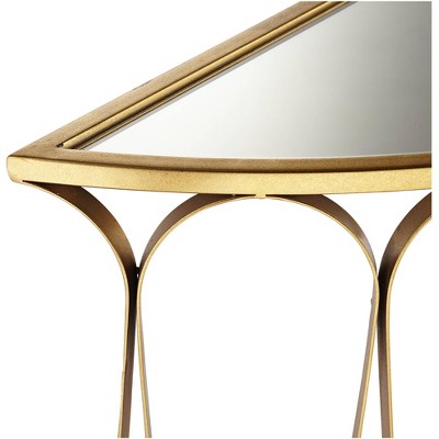 Gold Teardrop Frame Mirrored Metal Console Table 45"