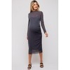Pinkblush Charcoal Shimmer Mesh Long Sleeve Ruched Maternity Midi Dress - 4 of 4
