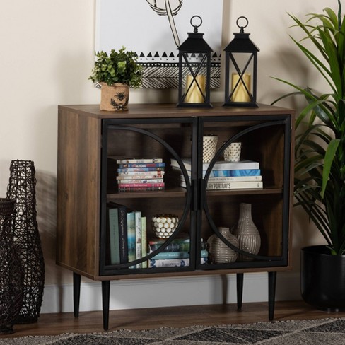 Carter Wood And Metal 2 Door Sideboard Dining Cabinet Walnut Brown