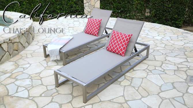 California 2pk Aluminum Chaise Lounge - Silver/Gray - Christopher Knight Home, 2 of 8, play video