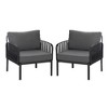 Chic Crate-Set of 2 Modern Outdoor Patio Club Chairs with All-Weather Waterproof Thick Cushions, Deep Seating  Black & Dark Gray - 3 of 4