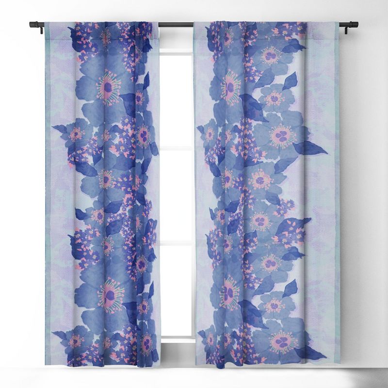 Sewzinski Retro Blue Flowers 50" x 96" Single Panel Room Darkening Window Curtain - Society6, 2 of 5