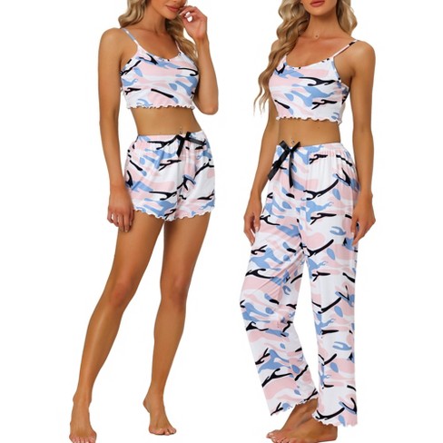 Cheibear Womens Sleepwear Pajama Knit Spaghetti Strap Cami Tops Shorts  Lounge Pj Set Grey Small : Target