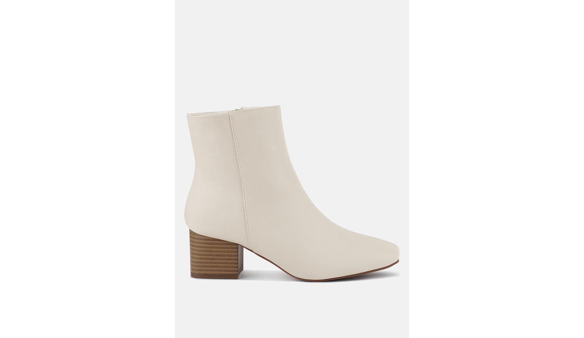 Davia Leather Square Toe Ankle Boots