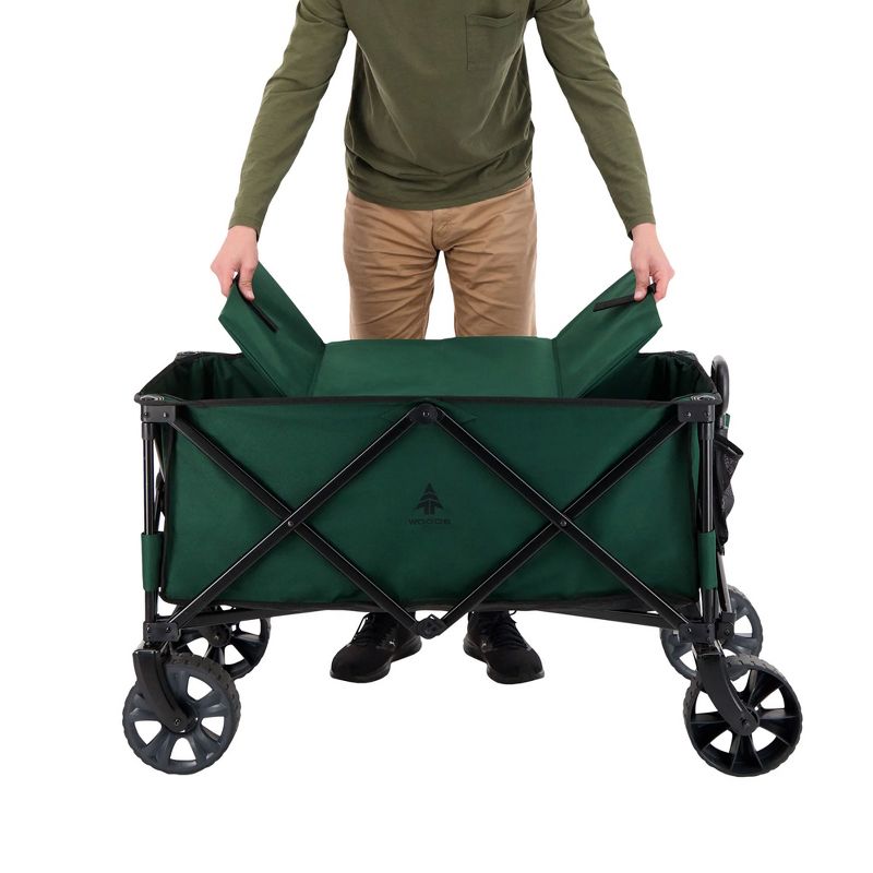 Woods Outdoor Collapsible Folding Garden Utility Wagon Cart w/ 225 Pound Capacity, 7 Cubic Feet of Storage for Camping, Beach, & Park, Green, 6 of 9