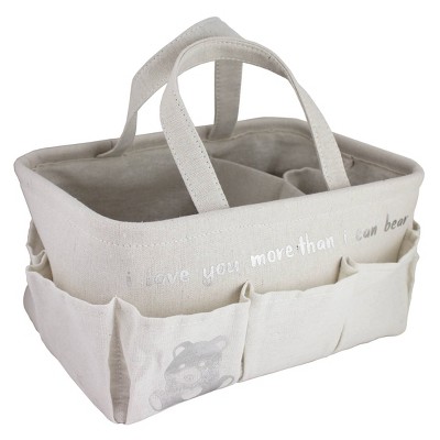 Beriwinkle Linen "I love you more than I can bear" Diaper Caddy - Ivory