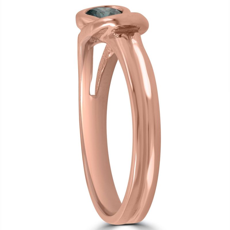 Pompeii3 1/5ct Knot Treated Blue Diamond Solitaire Promise Ring 14K Rose Gold, 3 of 5