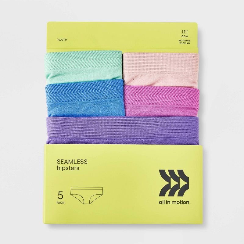 Girls' 5pk Seamless Chevron Hipster - All In Motion™ , 3 of 5