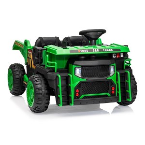 24V 2 Seater Ride On Dump Truck for Kids, Remote Controlled Electric Construction Vehicle with Dump Bed, Extra Shovel, 2WD/4WD, LED Lights - 1 of 4