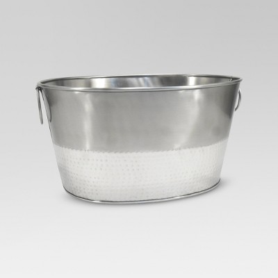 6.6gal Stainless Steel Hammered Metal Oval Beverage Tub - Threshold™