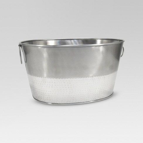 6 6gal Stainless Steel Hammered Metal Oval Beverage Tub Threshold