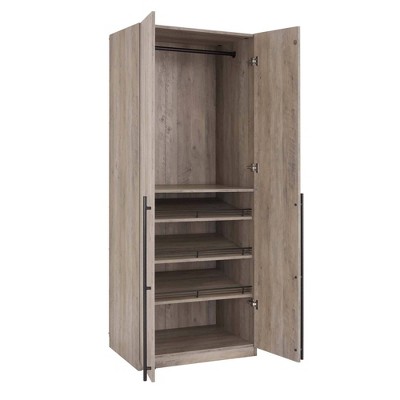 Rustic Grey 4-Door Modular Wardrobe Closet