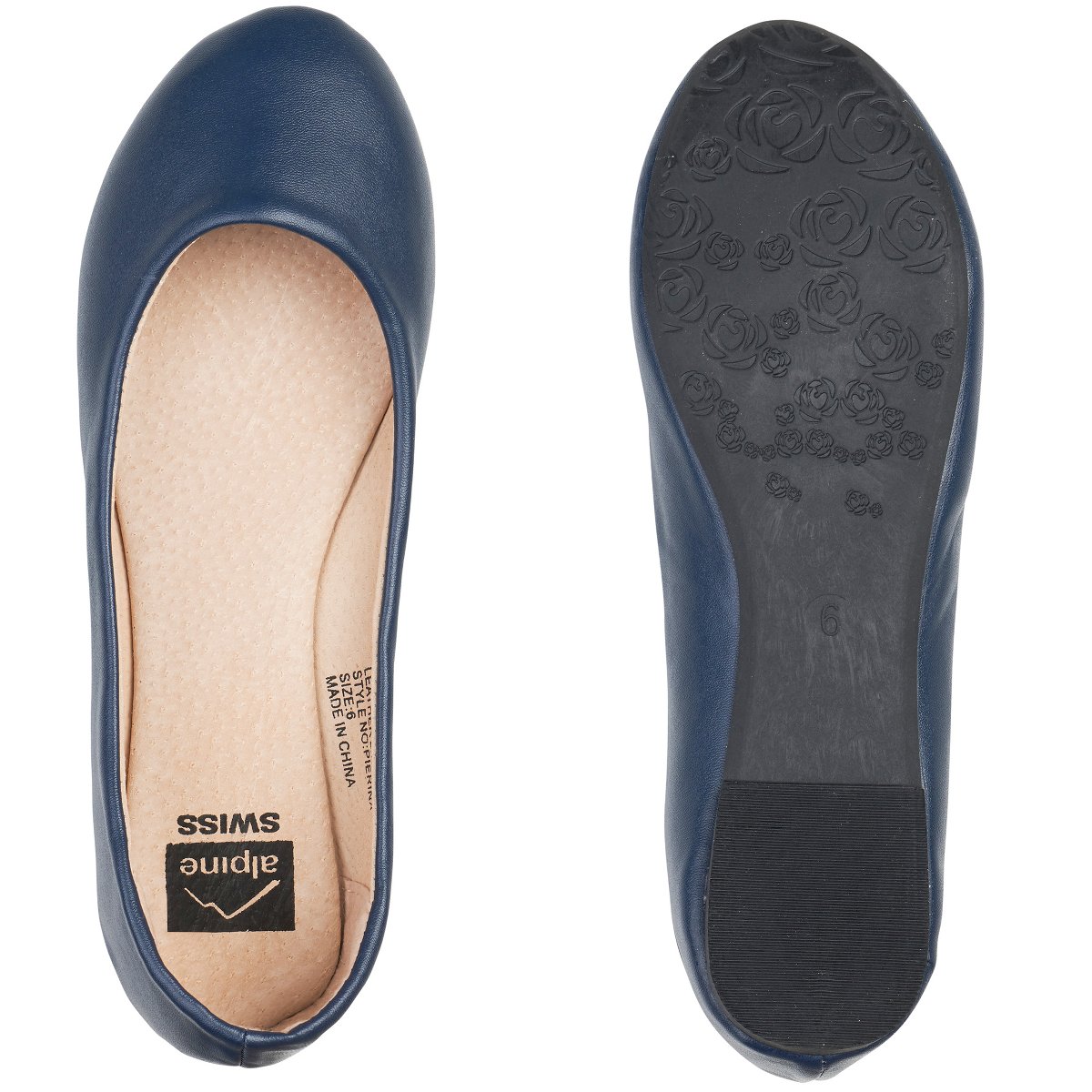 Обувь Alpine Swiss Womens Navy Leather Pierina Ballet Flats 8 M US — фото 4
