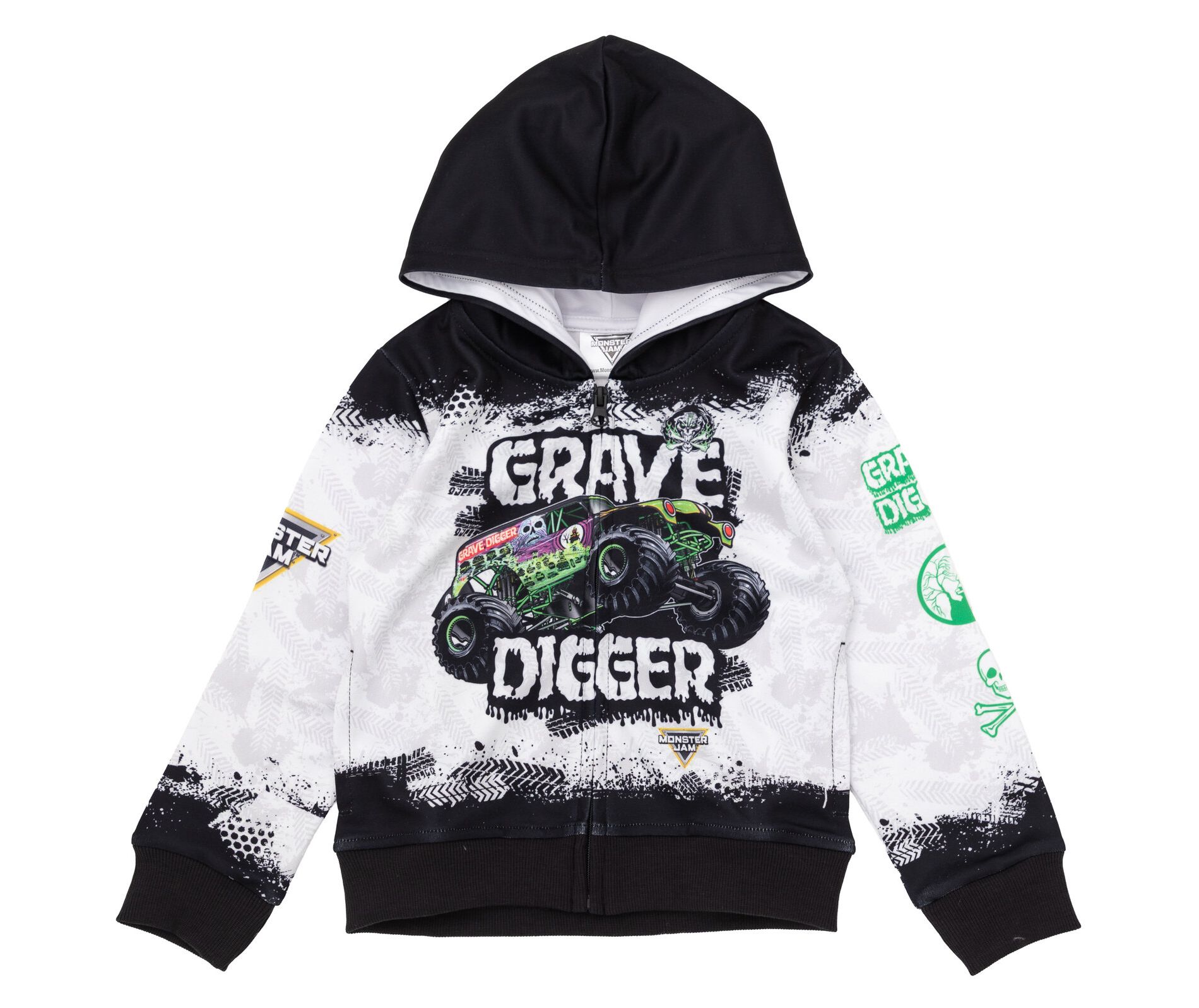 Monster Jam Grave Digger Fleece Zip Up Athletic Hoodie Toddler