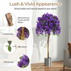 Resenkos 4.5-Foot Artificial Azalea Tree, Features Purple Flowers in Decorative Cement Pot for Patio, Purple - 4 of 4