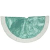 Northlight 47" Mint Green Sequins Christmas Tree Skirt with White High Pile Fleece Fur Trim - 3 of 4