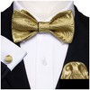 Men's Gold Paisley 100% Silk Self Tie Bow Tie Pocket Square Cufflinks Set - 2 of 4