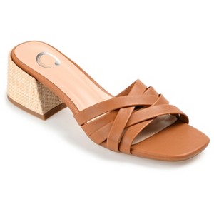 Journee Collection Womens Moree Open Square Toe Block Heel Sandals Brown 7.5 - 1 of 4