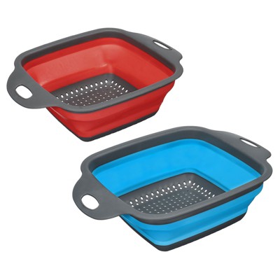 Unique Bargains Collapsible Colander Set Silicone Square Foldable ...