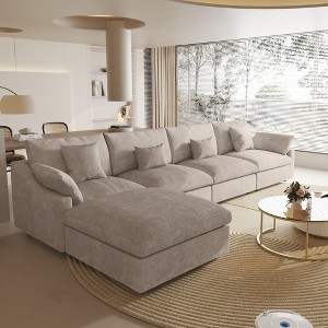 Cloud Couch Modular Sectional Sofa,156" L Shaped Couch, Oversized Down Filled Convertible Wide Seater,4 Seater With Ottoman For Living Room Set - 1 of 4
